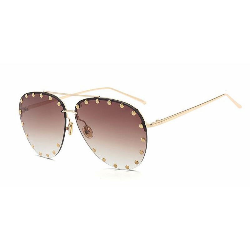 46423 Luxury Oversized Pilot Sunglasses Women Big Frame Sun Glasses Eyewear UV400 Retro Brand: C2 brown