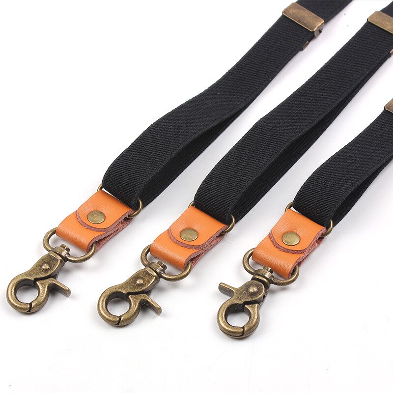 Heavy Duty Suspender for Men Black Hook Suspenders Studded Vintage Bib Straps 2*110cm Adjustable Elastic Trouser Braces Straps