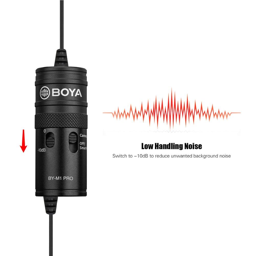 BOYA micro cravate BY-M1 Pro clipsable micro à condensateur filaire 3.5mm Studio micro pour Smartphone Mac Vlog DSLR caméscope Audio 5.0