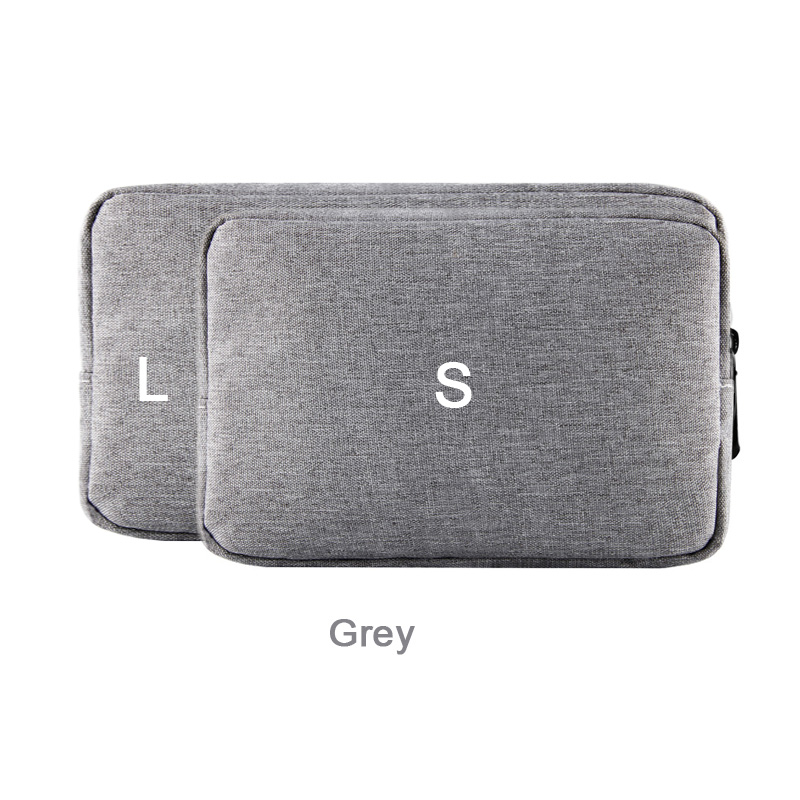 Waterproof Travel Storage Bag Portable Electronics Digital USB Earphone Charger Data Cable Organizer Cosmetic Pouch Case: L / Grey