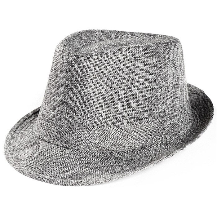 Unisexe femmes hommes trilby gangster casquette plage soleil chapeau de paille bande chapeau de soleil sombrero mujer verano rouge blanc: Gris