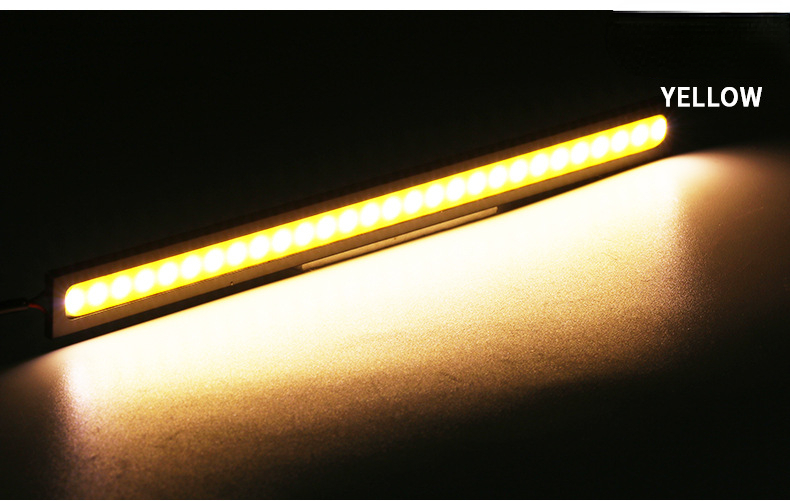 10PCS 17CM LED DRL Waterproof Driving Daytime Running Lights Strip 12V COB LED Car Aluminum Stripes Lights: Yellow