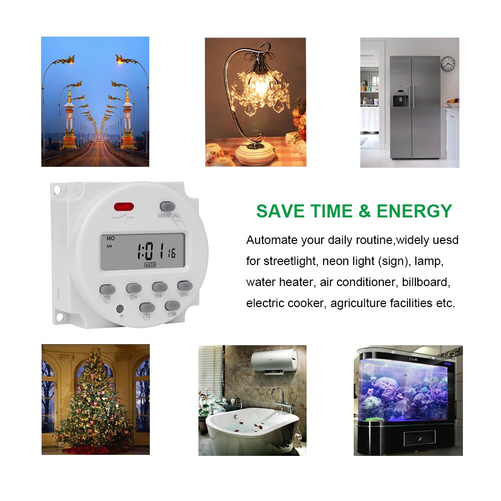 Minuterie numérique CN101A 5V 12V 24V 110V 220V, interrupteur de relais de temps Programmable hebdomadaire de 7 jours, batterie Rechargeable intégrée