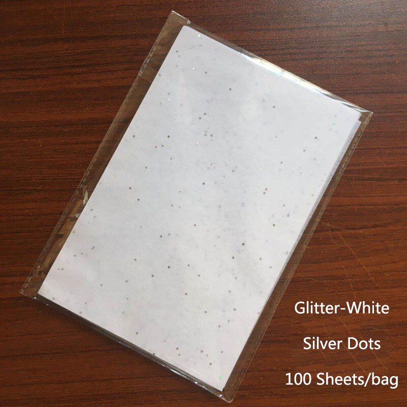 100 arkuszy/worek A5 papiery do pakowania Retro kolorowy nadruk bibułka zakładka pakowanie prezentów papiery kwiatowy prezent opakowanie DIY: White-Silver Dots