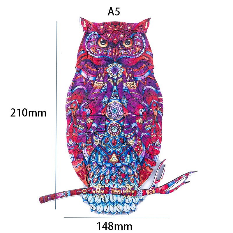 Dierlijke Vorm Houten Puzzel Kinderen Speelgoed Uil Olifant Diy Elk Stuk Is Een Dier Vorm 3D Dier Houten Puzzel educatief Speelgoed: F-A5