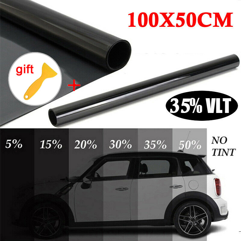 Car Window Sticker 100x50cm Car Home Window TINT 35% VLT Black Film Foil Sticker Decal+Scraper