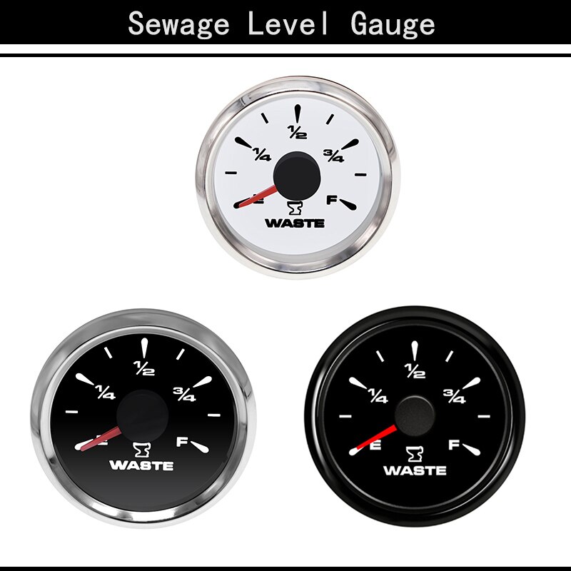 Marine Sewage Level Gauge E-F Car Holding Tank Level Gauge With 8 Colors Backlight For Boat Auto Waste Level Gauges 12V 24V