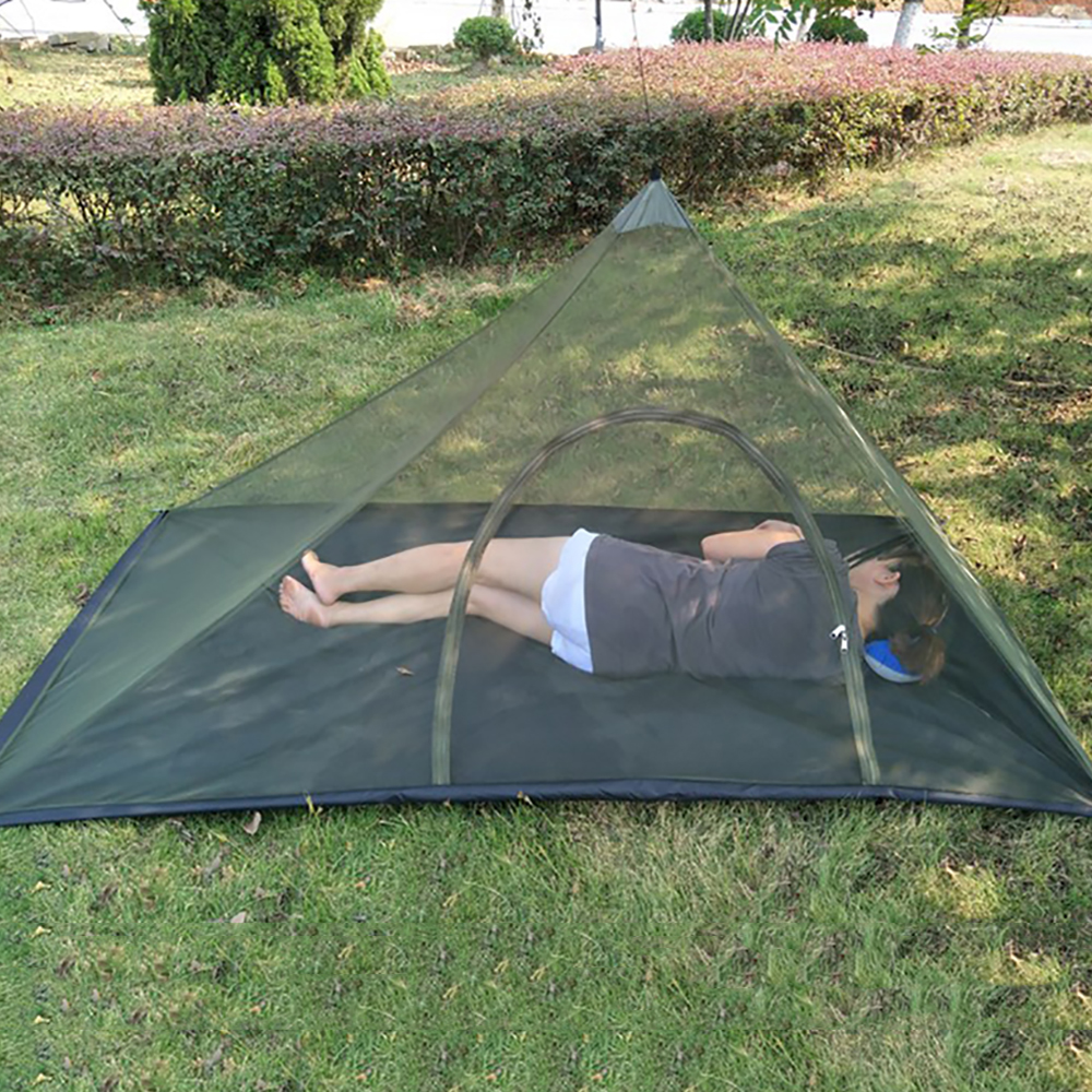 Summer Camping Triangle Tent Lightweight Anti-Mosquito Net Outdoor Mountaineering Fishing Single Bed Tent Portable Breathable