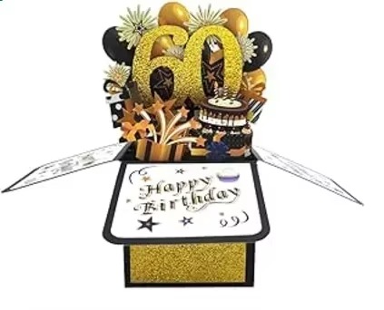 Happy Birthday Greeting Card With Envelope 3D Box 18th/30th/40th50th/60th Years Old Birthday Wishes Message Card Party: black