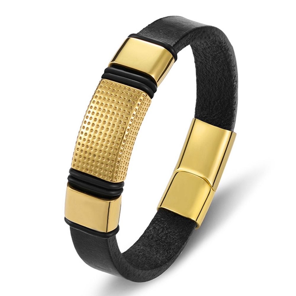 Charm Rvs Sieraden Goud Zilver Gevlochten Magnetische Touw Zwarte Mannen Armband Accessoires Hip Hop Punk