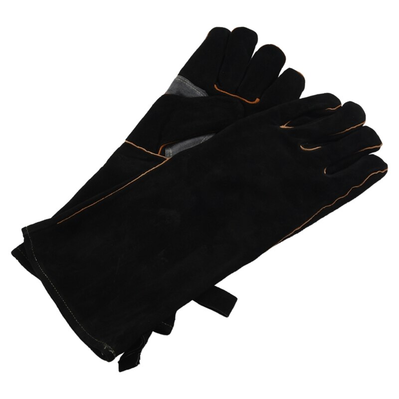 Extreme Heat&amp;Fire Resistant Gloves Leather with Stitching,Mitts Perfect for Fireplace,Stove,Oven,Grill,Welding,Bbq,Mig,Pot Holde