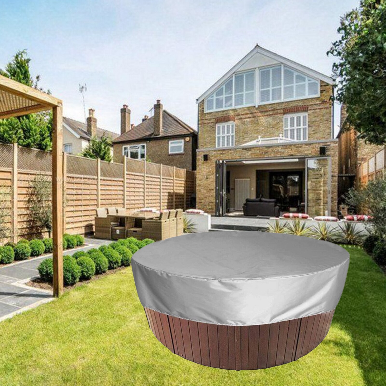 190cm Above Ground Swimming Pool Cover UV Protection for SPA Tub Swimming Pools Above Ground Pool Solid 190T Oxford Cloth: gray