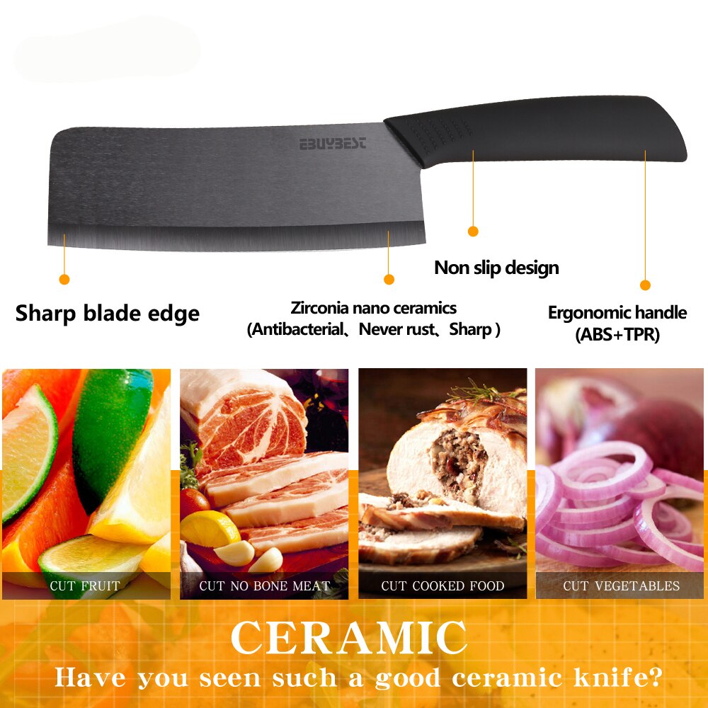 Couteaux en céramique couteau de Chef 6.5 pouce lame noire fruits légumes viande couteaux de cuisine couteau en céramique pour outils de cuisine