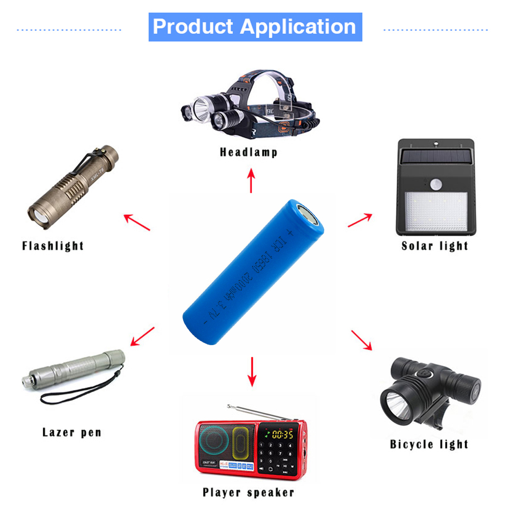 ICR18650 3.7V 2000mAh Rechargeable Battery 18650 Lithium Batteries Li-ion Bateria for Torch Flash Light