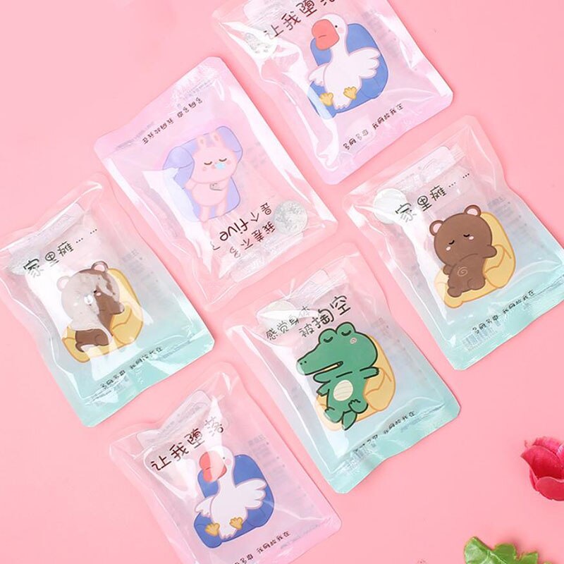 1 Pcs Mini Winter Reusable Gel Hand Warmer Transparent Cute Word Print Instant Heating Pack Warmer Water Bags Color Random