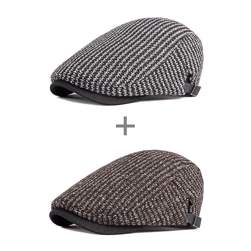Gorra AETRENDS de otoño-invierno para hombre, Boina Retro de arte juvenil, gorra plana para hombre, Z-10119: White and Coffee