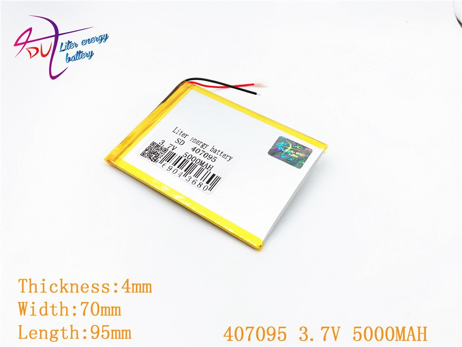 407095 3.7V 5000mah Lithium polymer battery For 7" Tablet Q88 A13,U25GT,Freeander PD10 3G,PD20 3G TV MTK6575,MTK6577