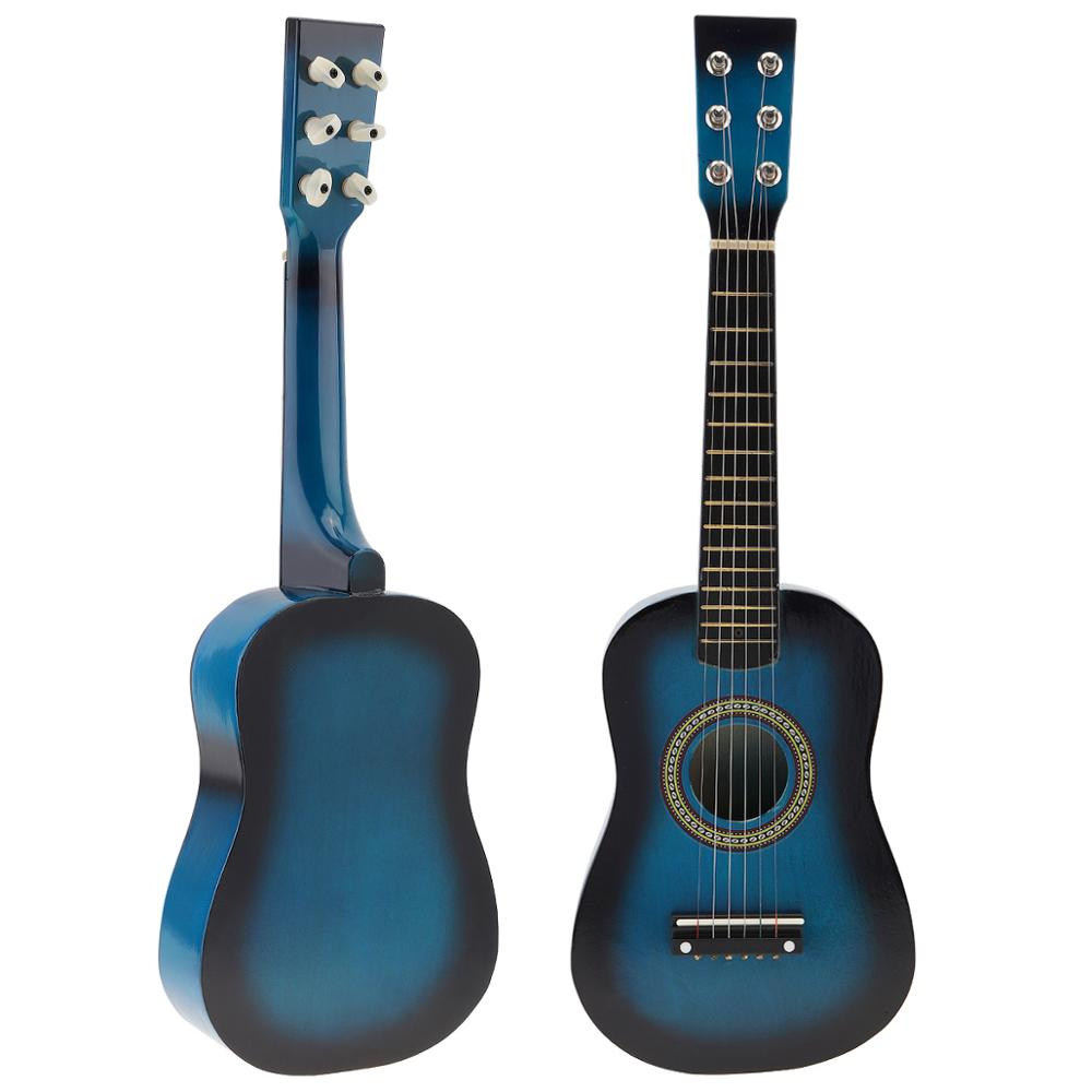 23 tommer sort baswood akustisk guitar med guitar pick wire strenge til børn og begyndere: Blå