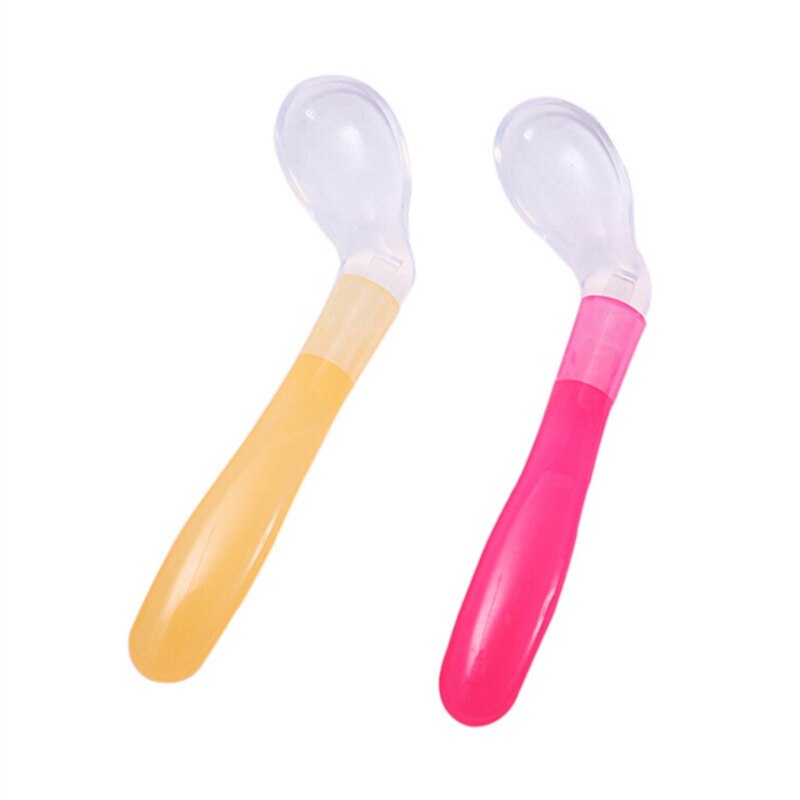 Cuchara sopera de silicona con sensor de temperatura para bebé, cuchara de cocina, cuchara de arroz, vajilla para niños