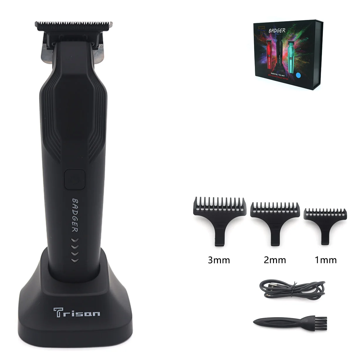 Cortadora de pelo para hombres, cuchilla en T DLC de grafito con cargador de Base, cortadora de pelo USB inalámbrica de poco ruido, máquina de acabado: Rosa