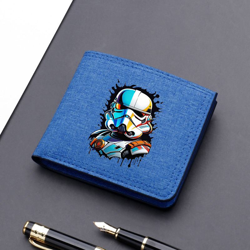 Star Wars Canvas Men Card Holder Wallet Black Blue Grey Male Money Bag ID Photo Bank Holder Short Purse Credit Card Case Bag: SZARY