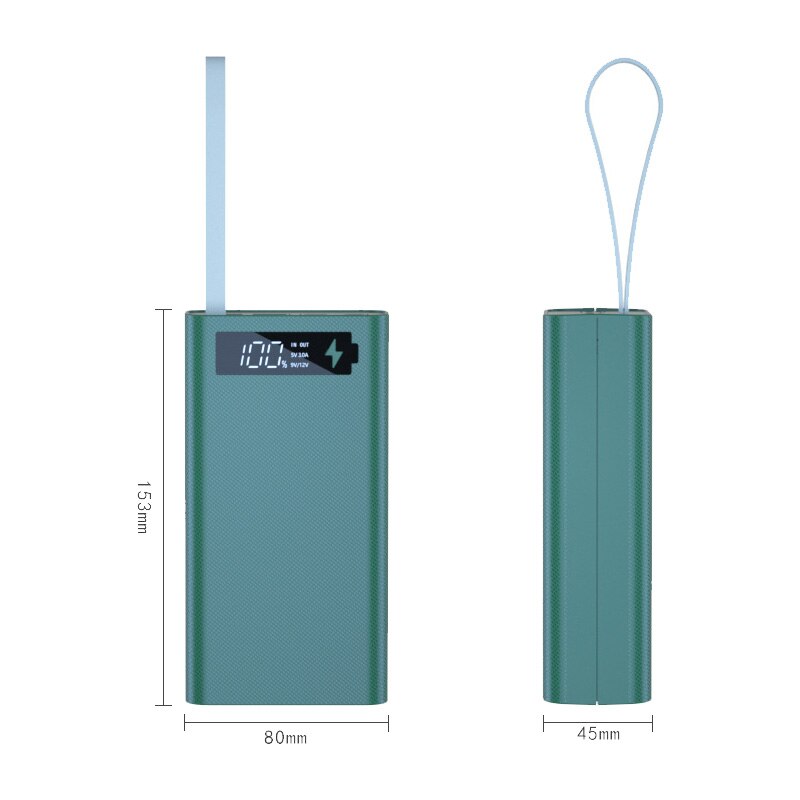 Powerbank-gehäuse mit push-pull-mechanismus, zwei usb-anschlüssen, digitalanzeige, kabellosem handy-ladegerät, diy-gehäuse für 12*18650 akkus