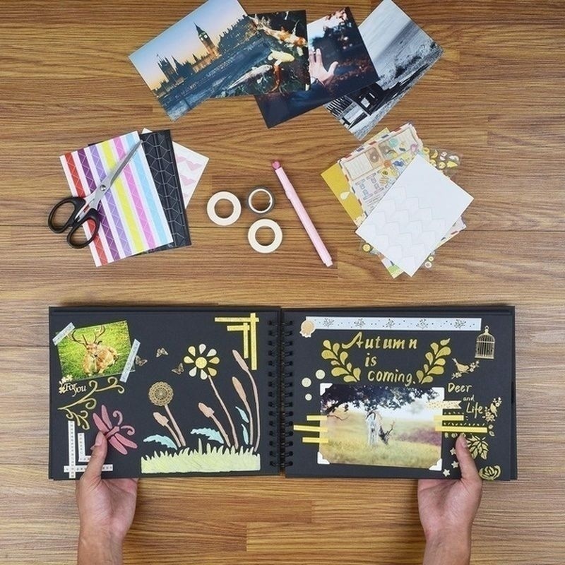 Álbum artesanal DIY, álbum de recortes, álbum de fotos, 1 unidad, álbumes de fotos, papel para álbum de recortes, de aniversario de boda, libros de memoria