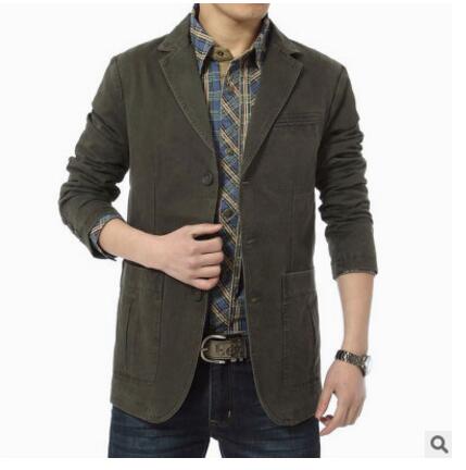Denim Männer Blazer masculino Jacke Slim Fit Casual Herbst Winter Blazer Mannklage Größe XXL XXXL: Armee Grün / M