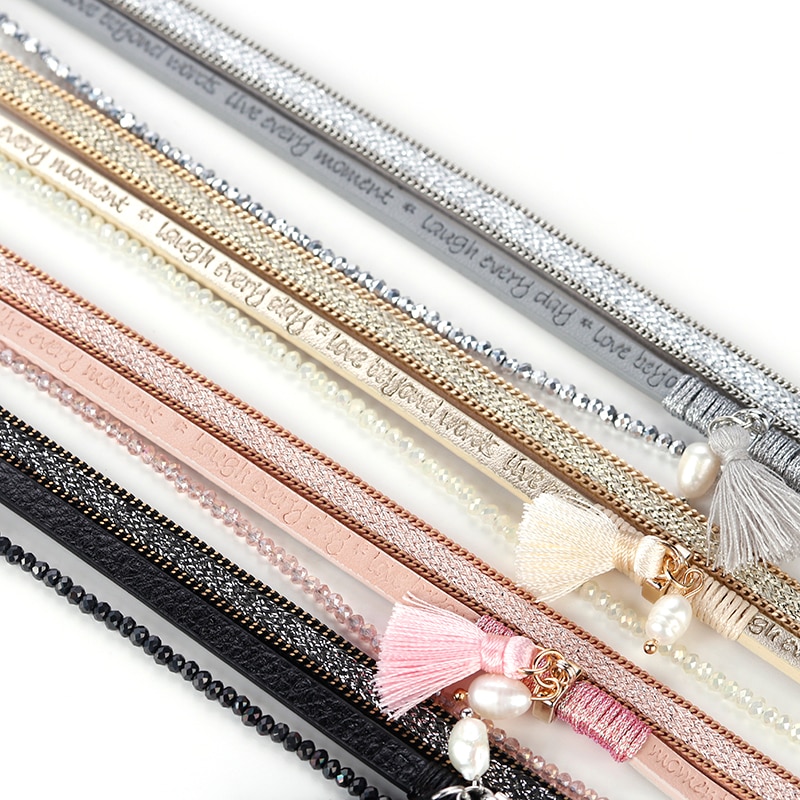 Flashbuy Multilayer Leather Bracelets For Women Peace Symbol Magnetic Multilayer Wide Bracelet Charm Female Jewelry Accessories