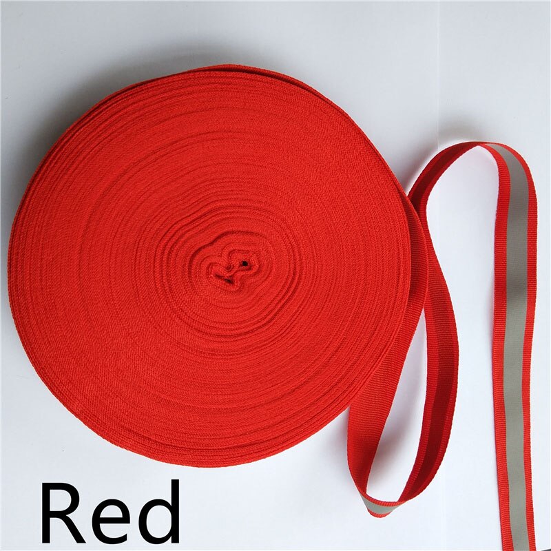 Cinta reflectante fluorescente para coser en ropa, accesorio de 20mm x 10mm x 50 yardas: red