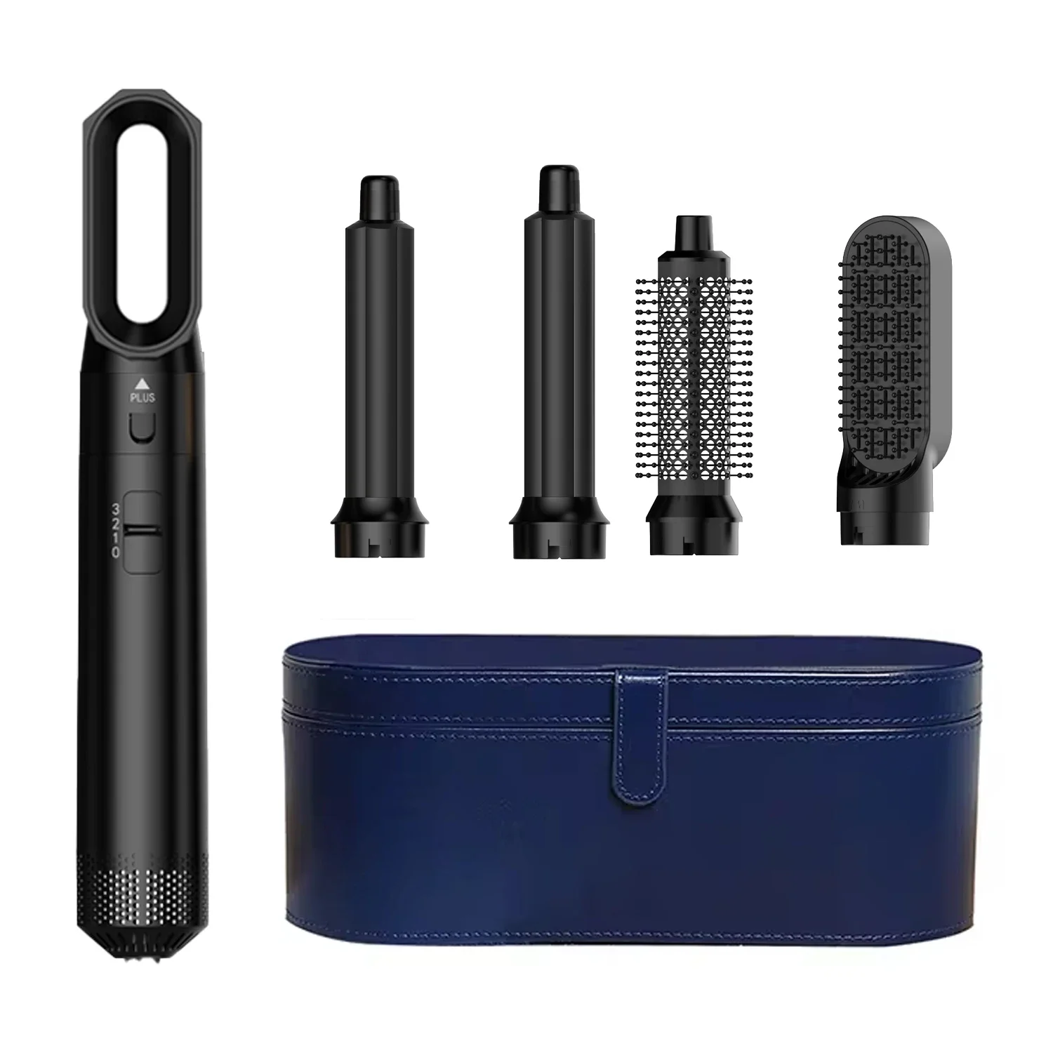 5 in 1 hårføner, luftkam, krølltang, rettetangbørste, for styling og volumgivende hår til alle hårtyper: Blå / Au plug