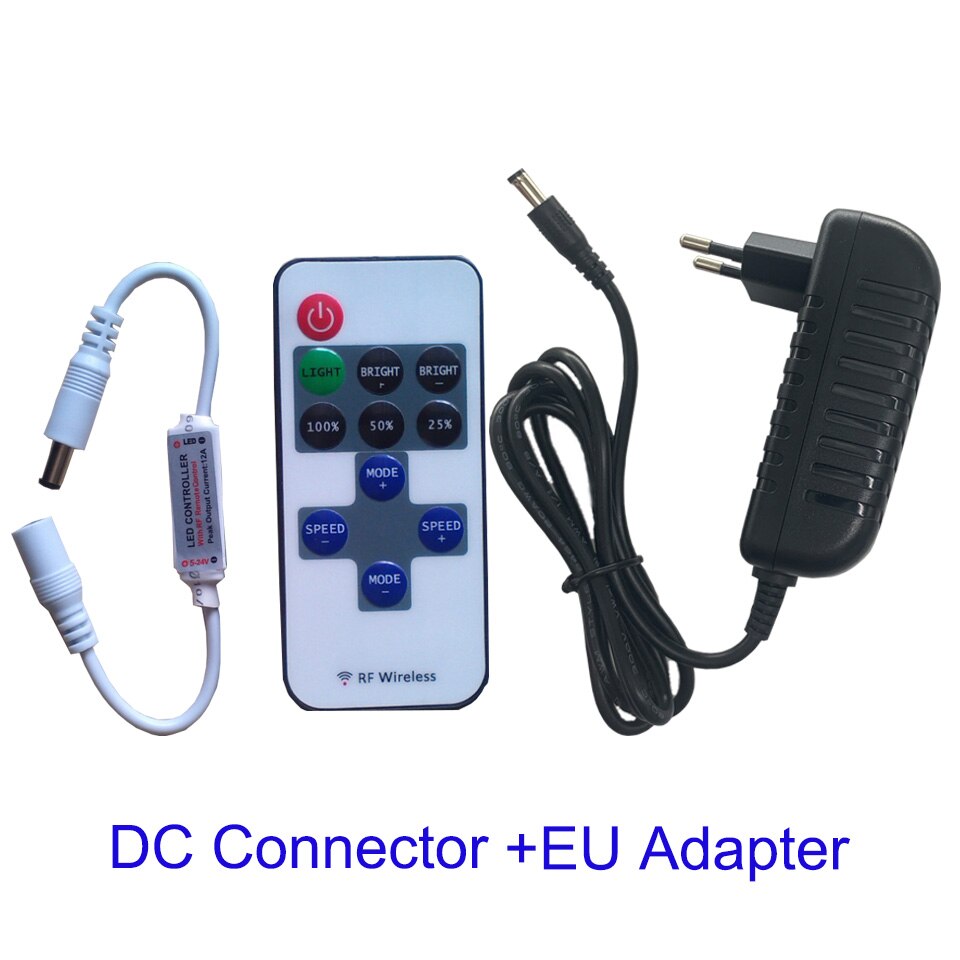 DC LED Verlichting Dimmer Mini Remote Controller Enkele Kleur Schakelaar 5V 12V 24V Driver voor LED Licht lamp Lamp Dimmen met Adapter: EU Adapter