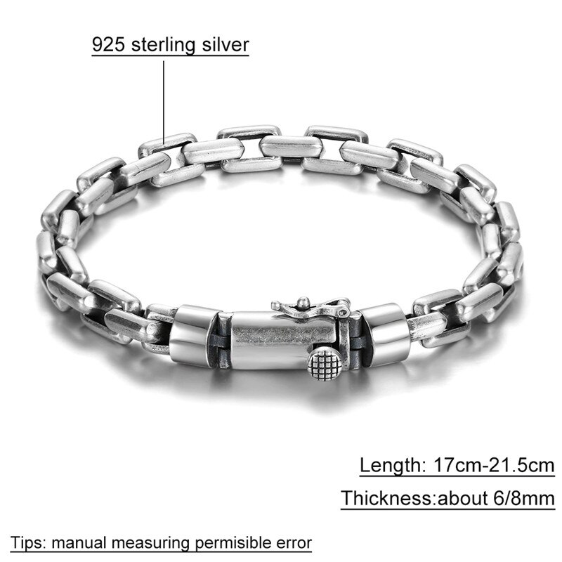 Gagafeel 6/8mm mand armbånd 925 sterling sølv smykker punk armbånd armbånd til mænd mænds smykker