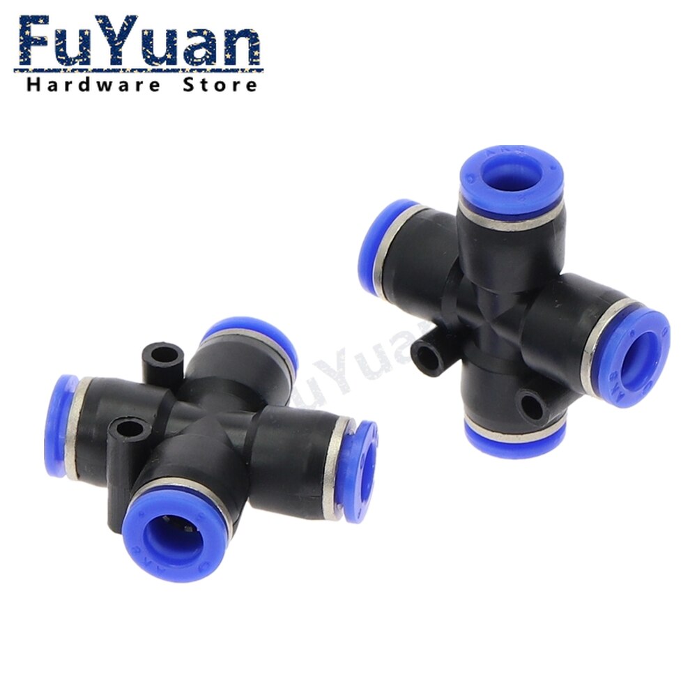 4 Way Cross Shape Equal Pneumatic Union Connector 4mm 6mm 8mm 10mm 12mm OD Hose Tube Push In 4-Port Air Splitter Gas Connector