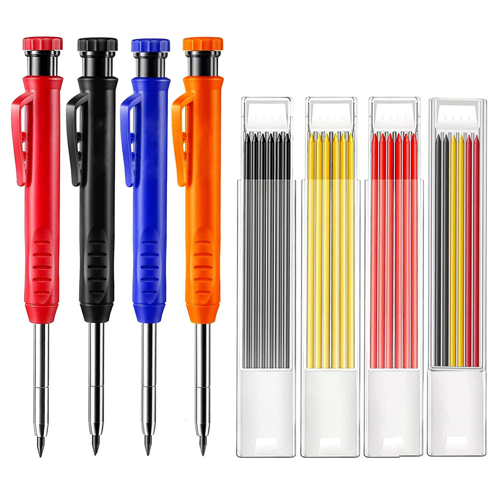 Solid Carpenter Pencil Set Woodworking Tools Mechanical Pencil Set Construction Carpenter Marker Multi-box Refill Leads Scriber