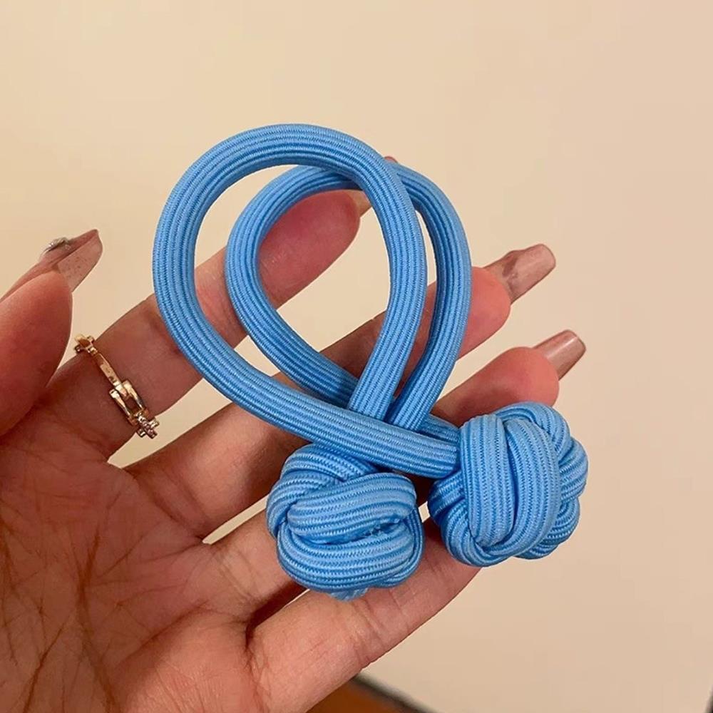 Gomas elásticas para el pelo con nudo Simple para mujer, soporte para cola de caballo, bandas de goma gruesas, diademas de Color sólido, accesorios para el cabello: Azul