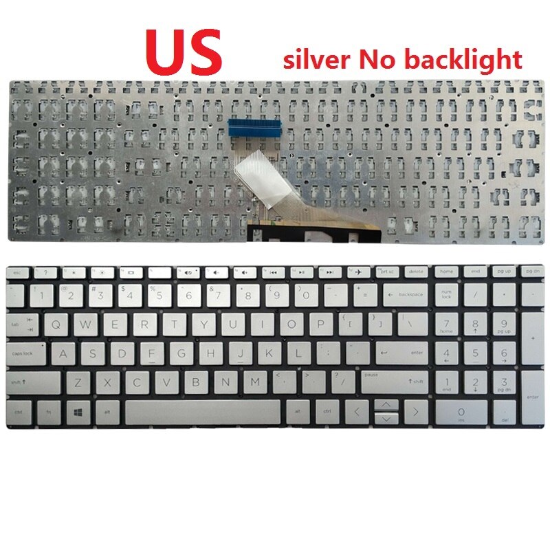 Us/Uk/Sp/Spaans/La Latin Keyboard Voor Hp 17-Door 17T-BY 17-CA 17Z-CA 15S-DU 15S-DY 15-DY 15-DW 15-CS 15t-DA TPN-C139 TPN-Q208: US Silver no backlit