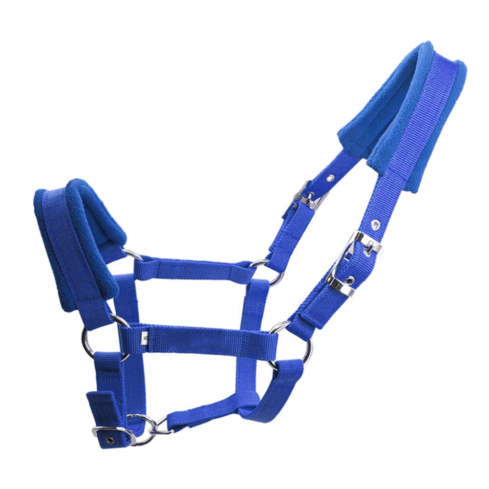 Dubbele Gelaagde Rijden Apparatuur Paard Halter Meerdere Maten Verstelbare Riem Outdoor Fleece Padded Beschermende Afneembare Duurzaam: Blue M