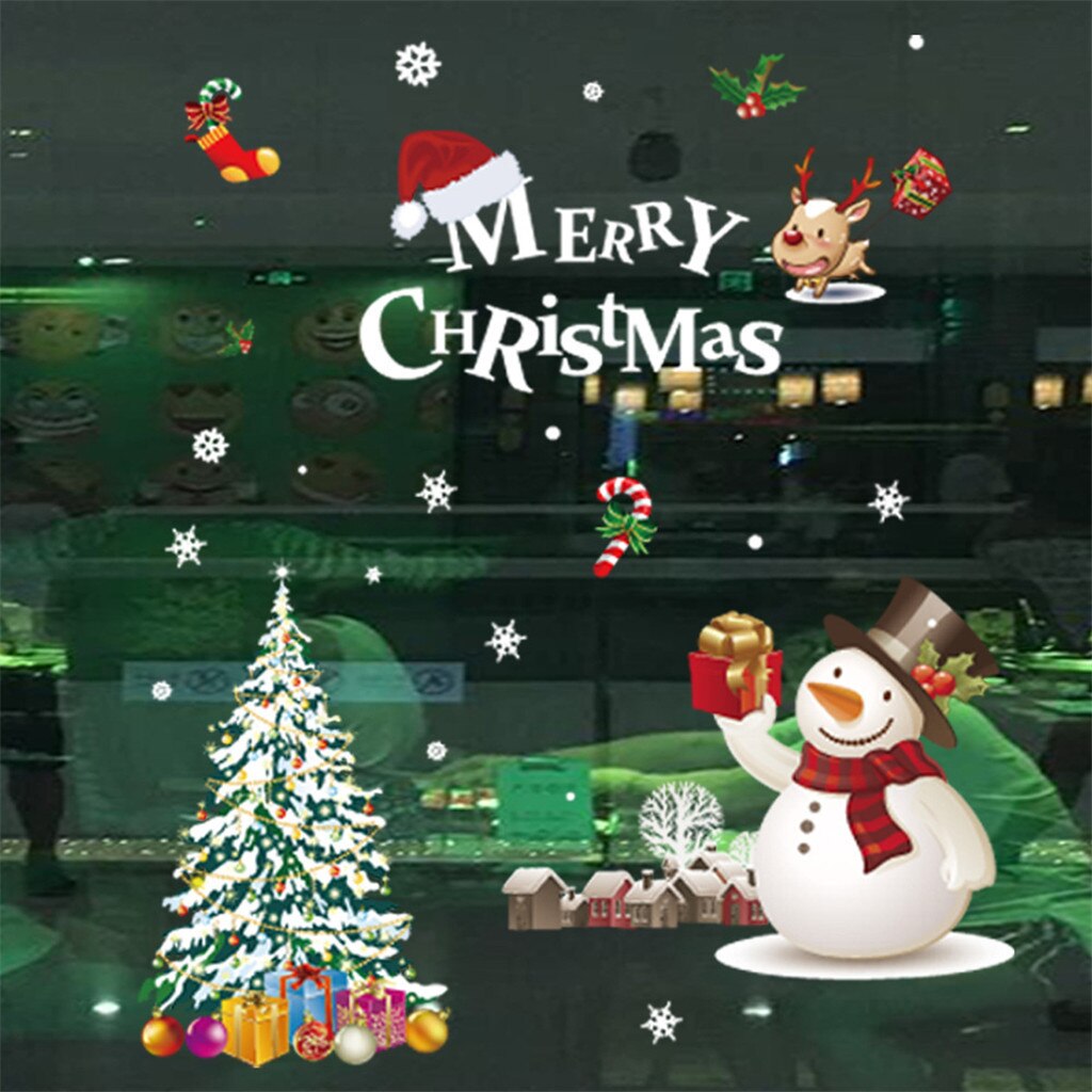 Kerstversiering Glazen Statische Stickers Christmas Party Home Kerst Cartoon Diy Sneeuw Sneeuwvlok Window Stickers # J7: 4