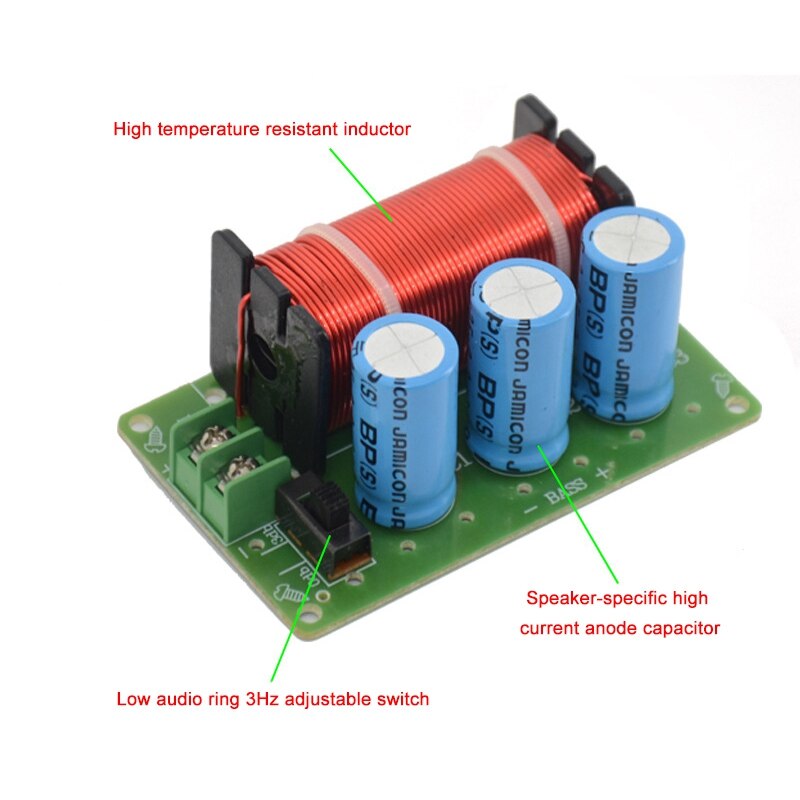 2X 200W Pure Bass Speaker Crossover 1 Way Frequency Divider For 5 Inch-10 Inch Speaker