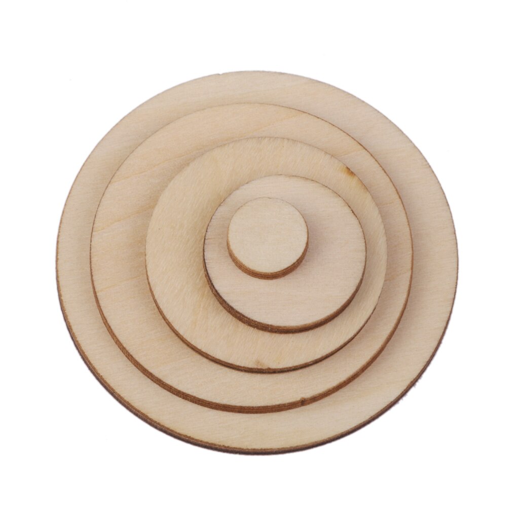 Pakke  of 100 partier naturlige trecirkler runde skiveudskæringer til dekoration af scrapbooking håndværksprojekter  - 30mm