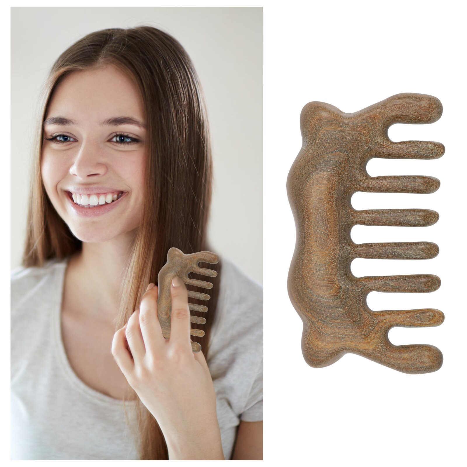 Anti-static Sandalwood Comb Wide Tooth Comb Meridian Wood Comb: Default Title