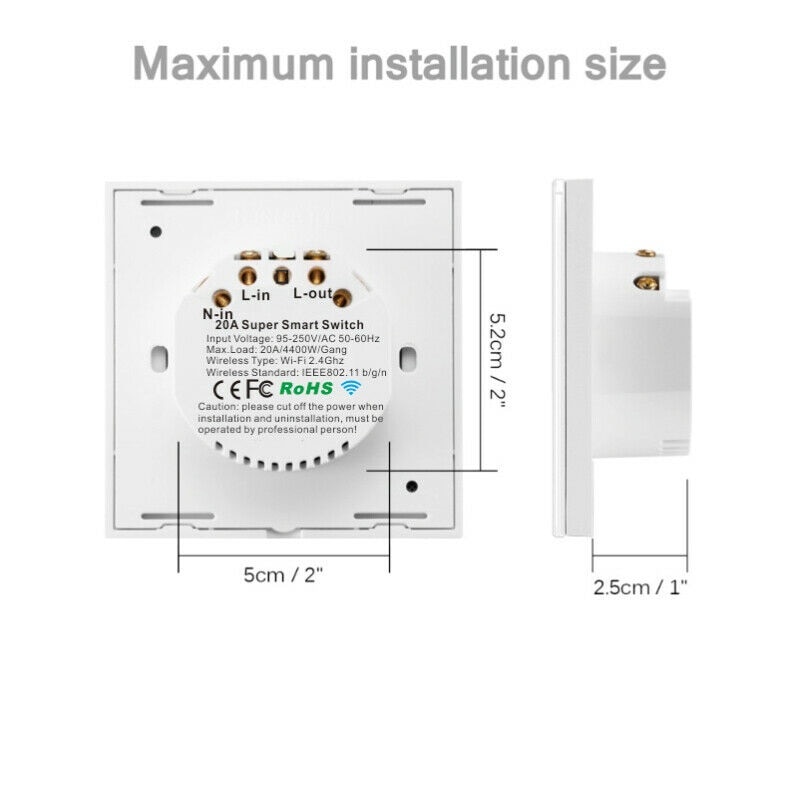 Smart WiFi Boiler Timer Switch Water Heater APP Remote Control Touch Panel Work or Alexa/Echo Google