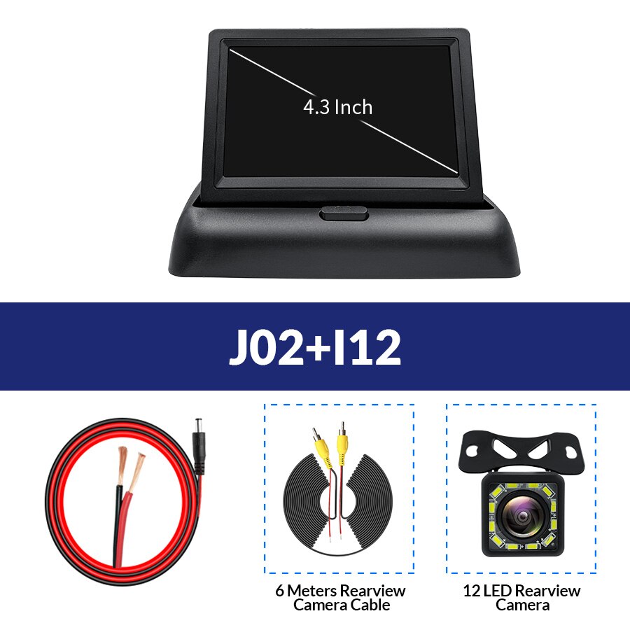4.3 Inch TFT LCD Car Monitor Foldable Display Reverse Camera Parking System For Car Rearview NTSC PAL: J02-I12