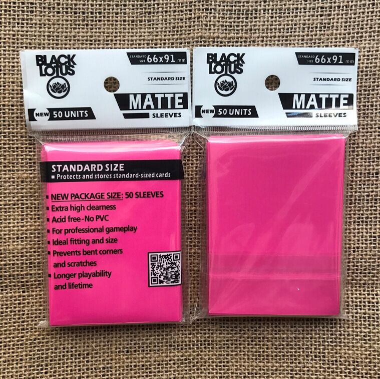 100 PCS/LOT Color Matte Cards Sleeves, mtg cards sleeves ,66x91mm,to protect and manege your cards,15 color can be available: 100 pieces pink
