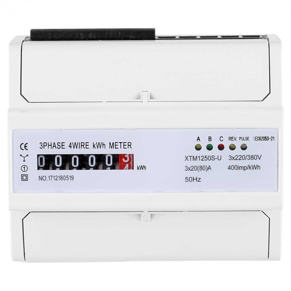 Digital DIN-Rail Electric Meter 20(80)A Electronic KWh Meter 3-phase 4 Wire IEC62053-21 Tool 3 Phase Electric Meter