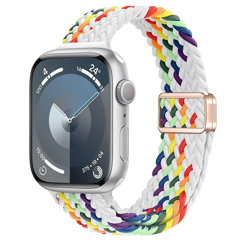 Bracelet en Nylon pour Apple Watch 9 8 7 45mm 41mm Ultra 49mm, boucle tressée mince, iWatch 6 5 4 SE 44mm 40mm 10 46mm 42mm