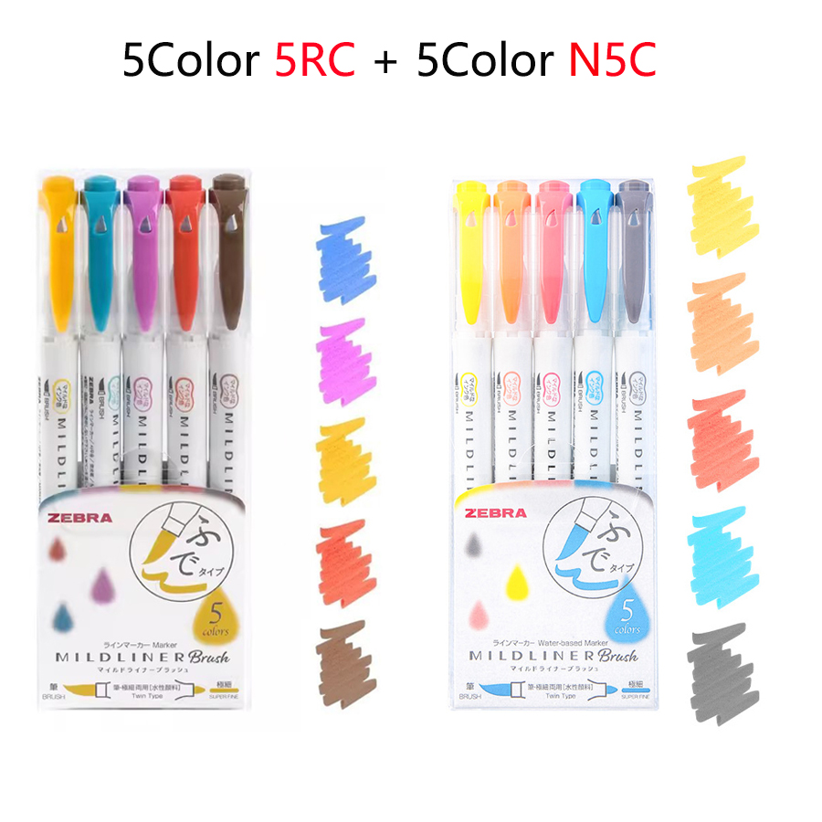 Marker evidențiator cu vârf dublu zebra, manual colorat, marker pentru subliniere, grosime variabilă, vârf moale, wft, set limitat de 8: Albastru marin