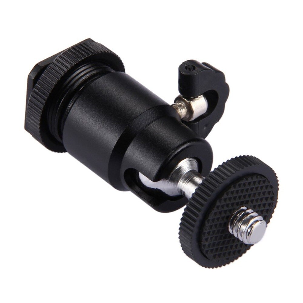 Metal Mini Bola de Cabeça do Tripé Cardan com Base de Sapata Fria 1/4 Polegadas Adaptador de Rosca para Tripé luz de Preenchimento Câmeras DSLR