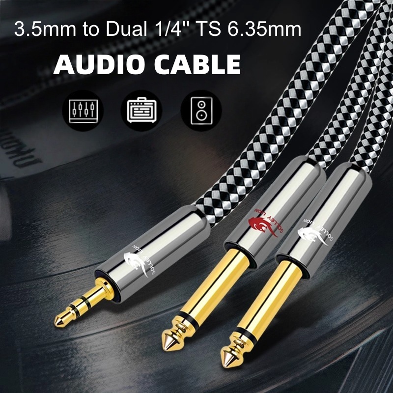 Câble Audio Jack mâle Mono TS 3.5mm à double 1/4 pouces, 6.35mm, pour Console de mixage, amplificateur, systèmes stéréo domestiques, cordons séparateur en Y: Rouge / 10m